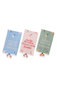 Set of Three Daily Affirmation Pastel Kitchen Towels