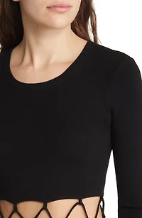 Laced Long Sleeve Sweater Dress