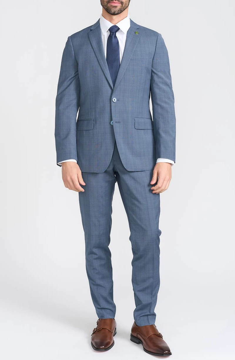 Blue Glen Plaid Wool Blend Suit