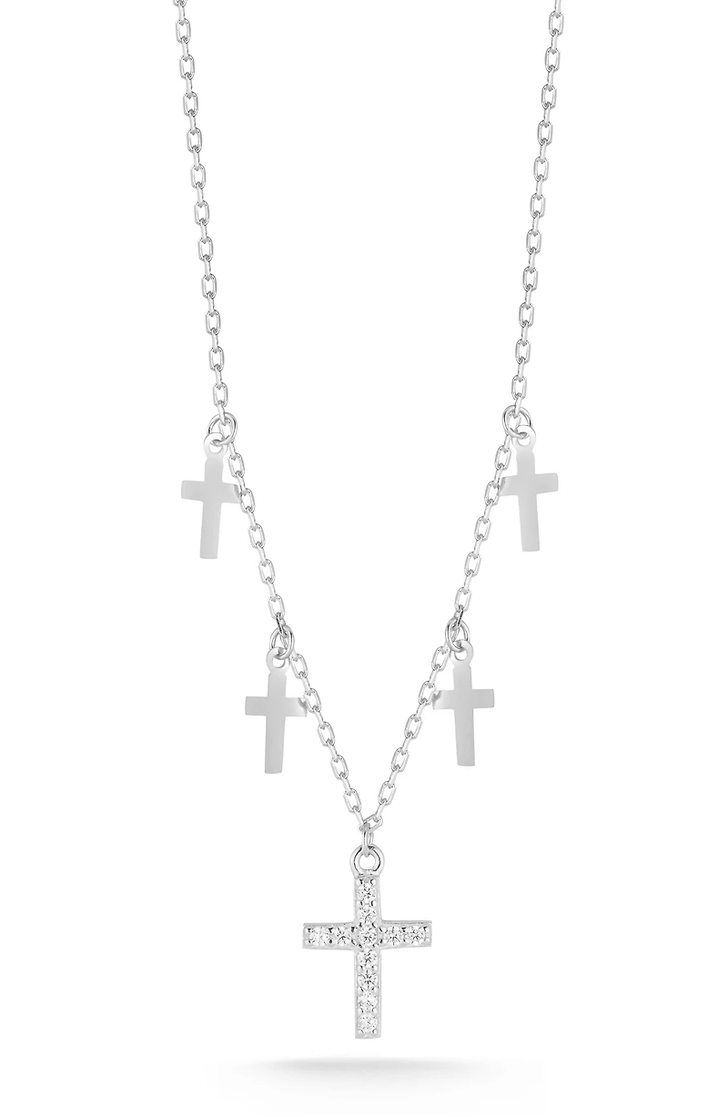 Cubic Zirconia Cross Shaker Necklace