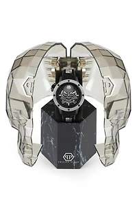 Rich Skeleton Silicone Strap Watch, 46mm