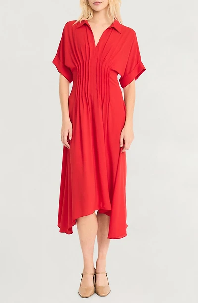 Short Sleeve Handkerchief Hem Midi Dress