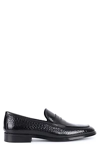 Carmine Croc Embossed Penny Loafer