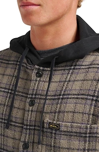 Sandbar Hooded Plaid Cotton Flannel Button-Up Shirt