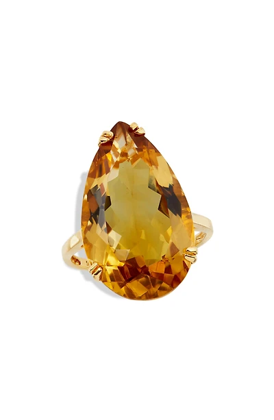 Sterling Silver & Pear Citrine Ring