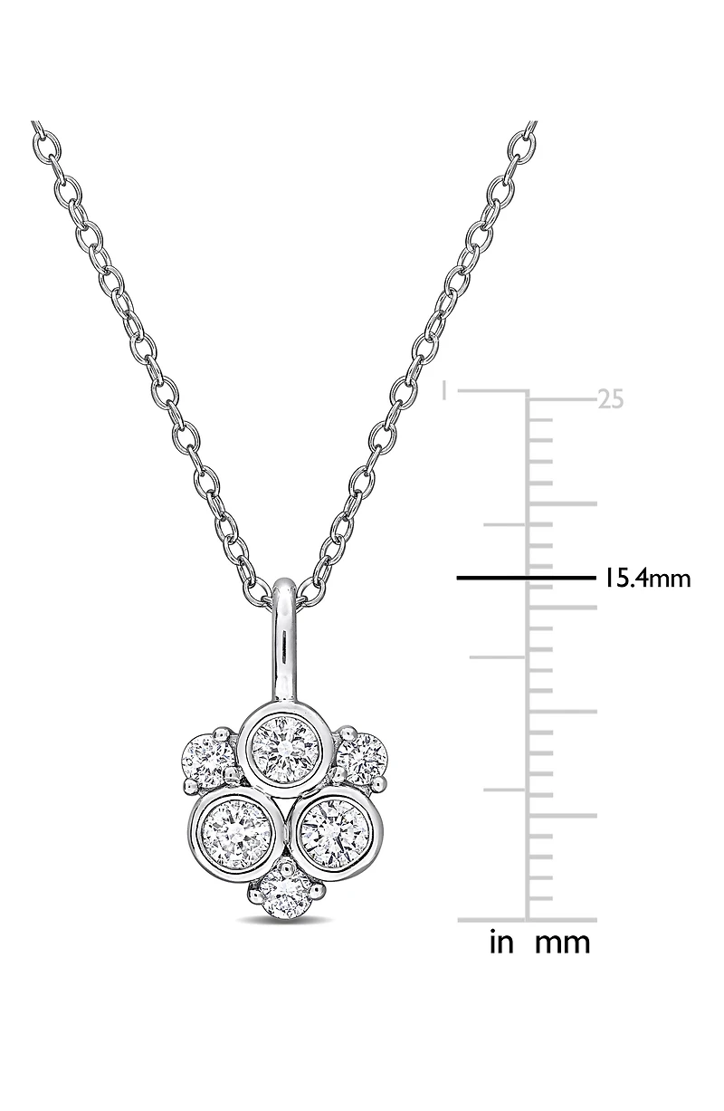 Sterling Silver Lab Grown Diamond Cluster Pendant Necklace