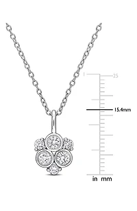Sterling Silver Lab Grown Diamond Cluster Pendant Necklace