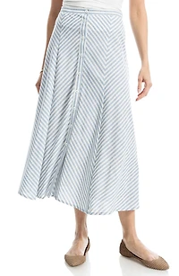 Yarn Dyed Button Front Maxi Skirt