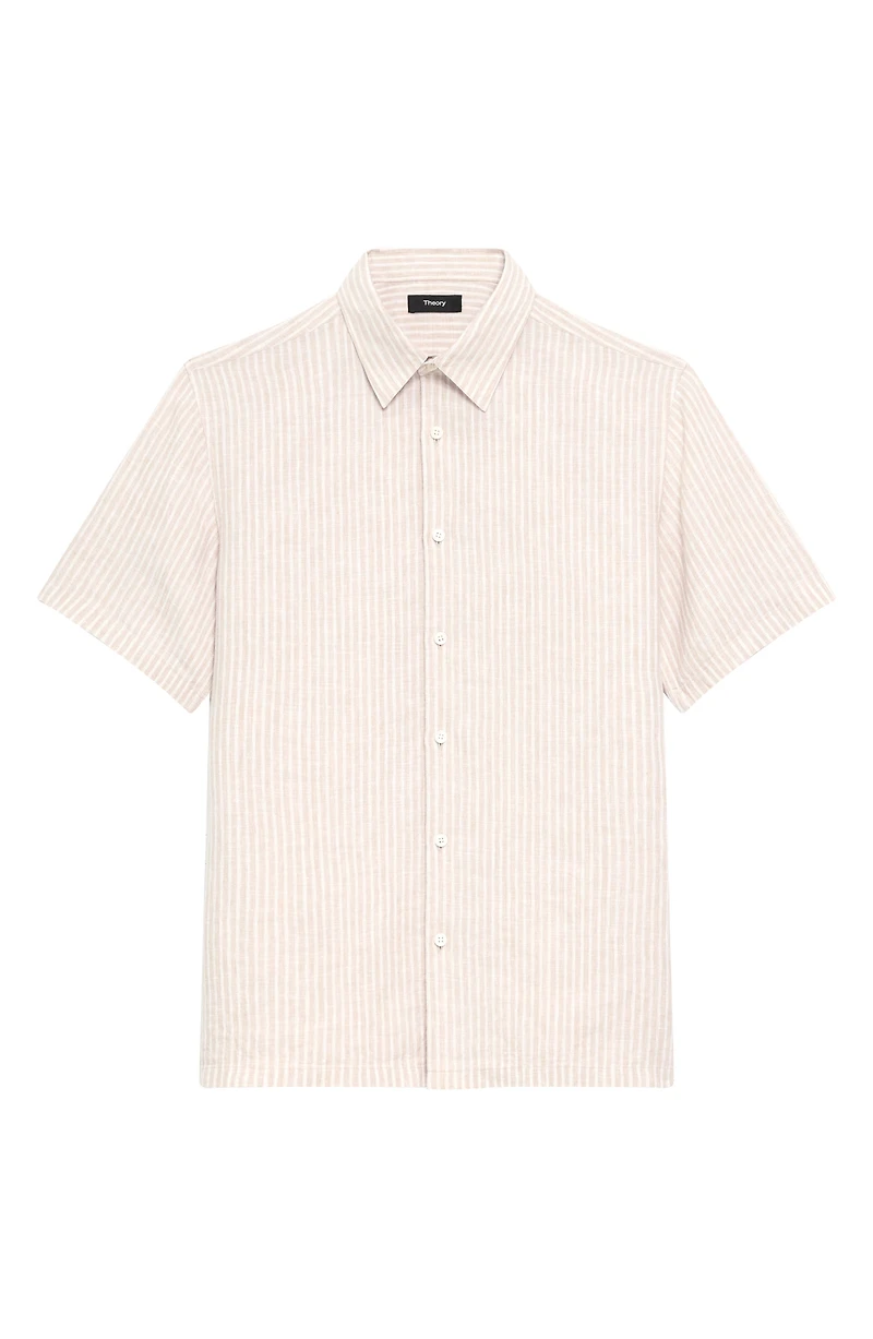 Irving Stripe Short Sleeve Linen Button-Up Shirt