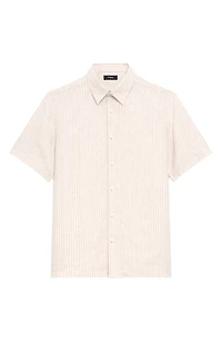 Irving Stripe Short Sleeve Linen Button-Up Shirt