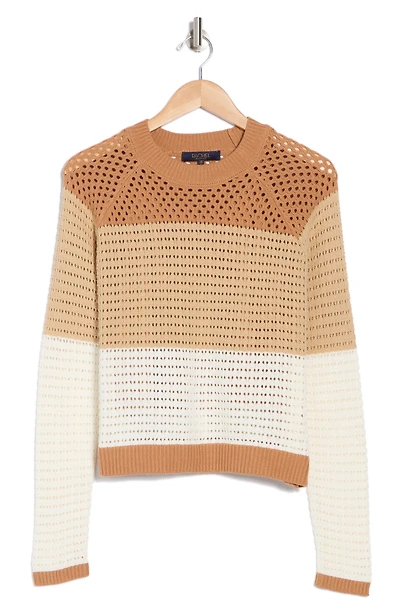 Colorblock Open Knit Sweater