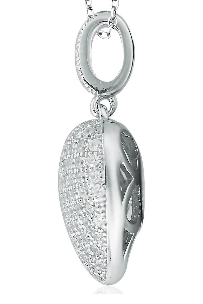 CZ Pavé Heart Pendant Necklace