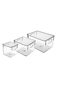 Clear Lidded 3-Piece Bin Set
