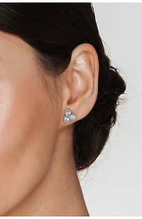 Round Cut CZ Trio Stud Earrings