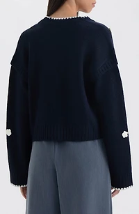 Crochet Flower V-Neck Cardigan