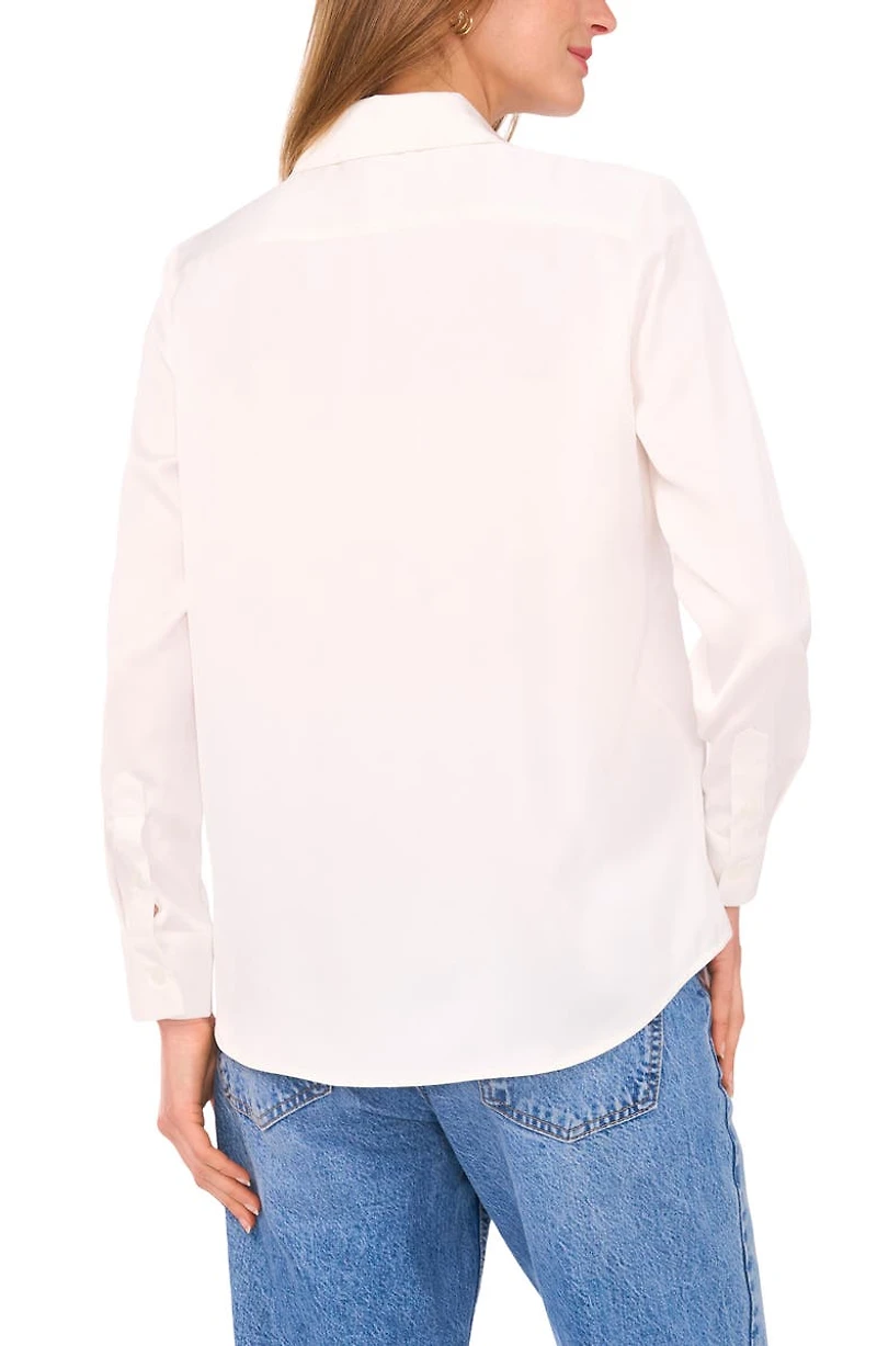 Satin Long Sleeve Button-Up Shirt