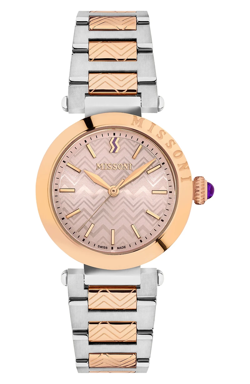 Two Tone Swiss Quartz Bracelet Watch, 35mm