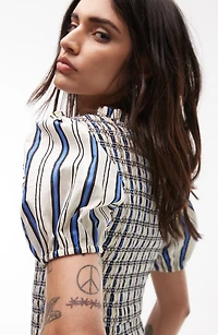 Shirred Puff Sleeve Crop Top