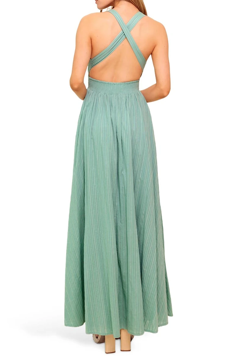 Plunge Neck Maxi Dress