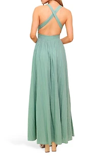 Plunge Neck Maxi Dress