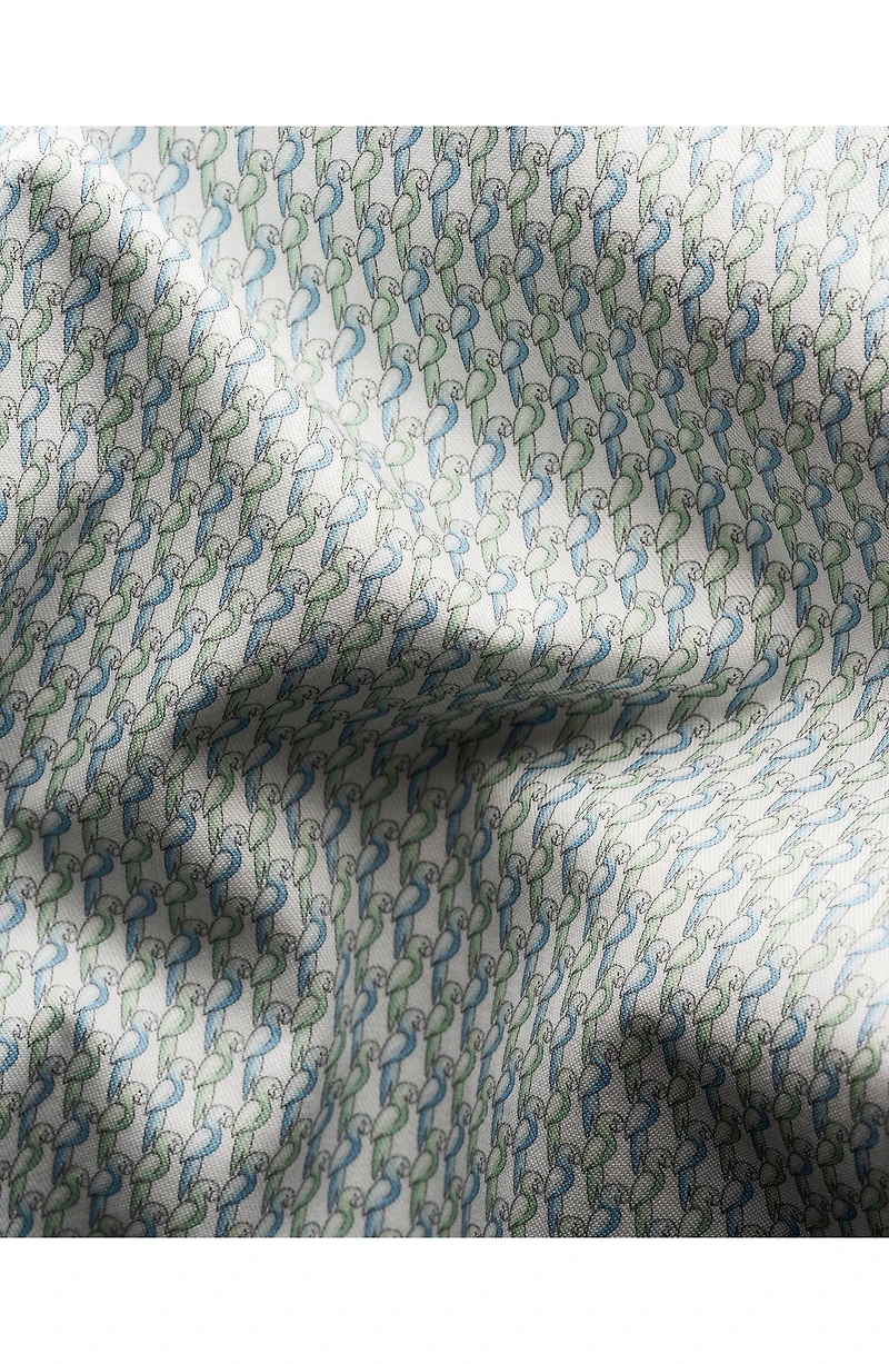 Slim Fit Parrot Print Cotton Dress Shirt