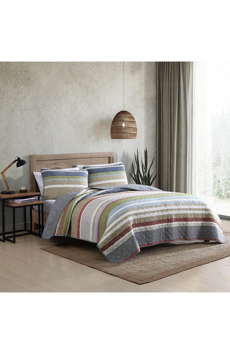 Salmon Ladder Cotton Quilt 3-Piece Set