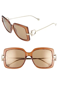 Salvatore Ferragamo Gancio 55mm Square Sunglasses