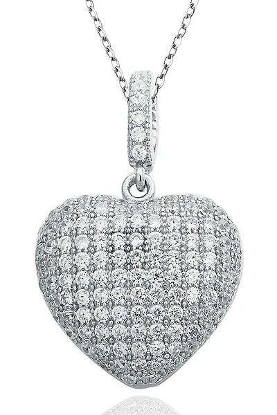 CZ Pavé Heart Pendant Necklace