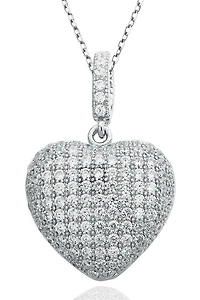 CZ Pavé Heart Pendant Necklace