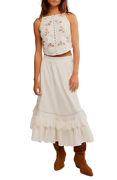 Maeberrie Embroidered Crop Top and Skirt Set
