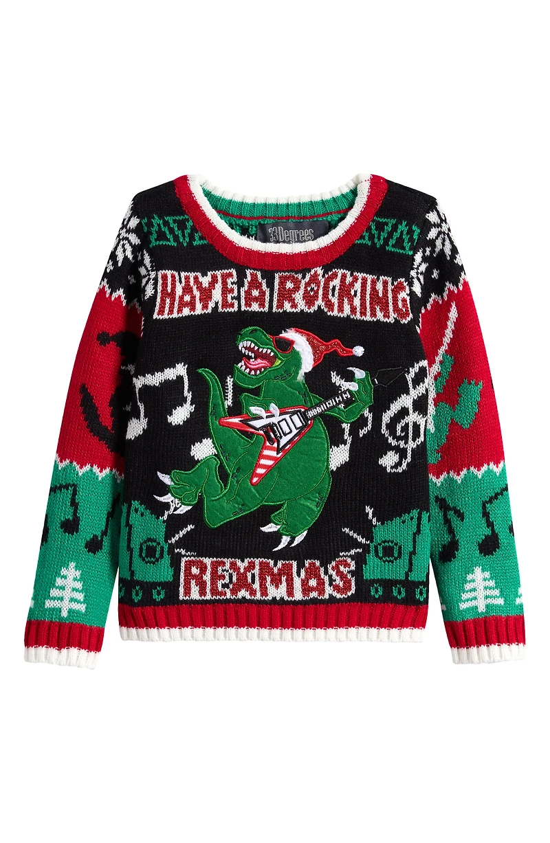 Kids' Xmas Rockin' Rexmas Holiday Sweater