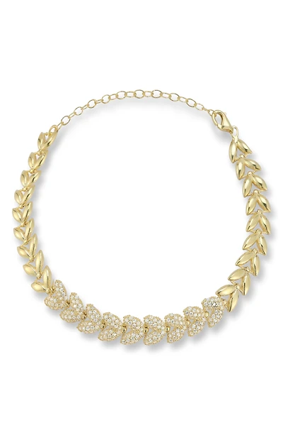 14K Gold Plated Pavé Cubic Zirconia Leaves Bracelet