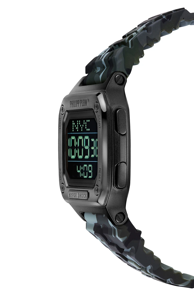 Hyper $hock Silicone Strap Square Watch, 44mm