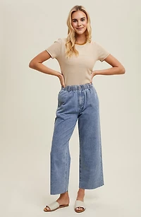 Raw Hem Wide Leg Jeans