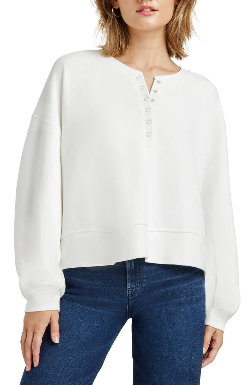 Henley Balloon Sleeve Sweatshirt