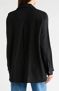 Birdie Oversize Linen Blend Button-Up Shirt