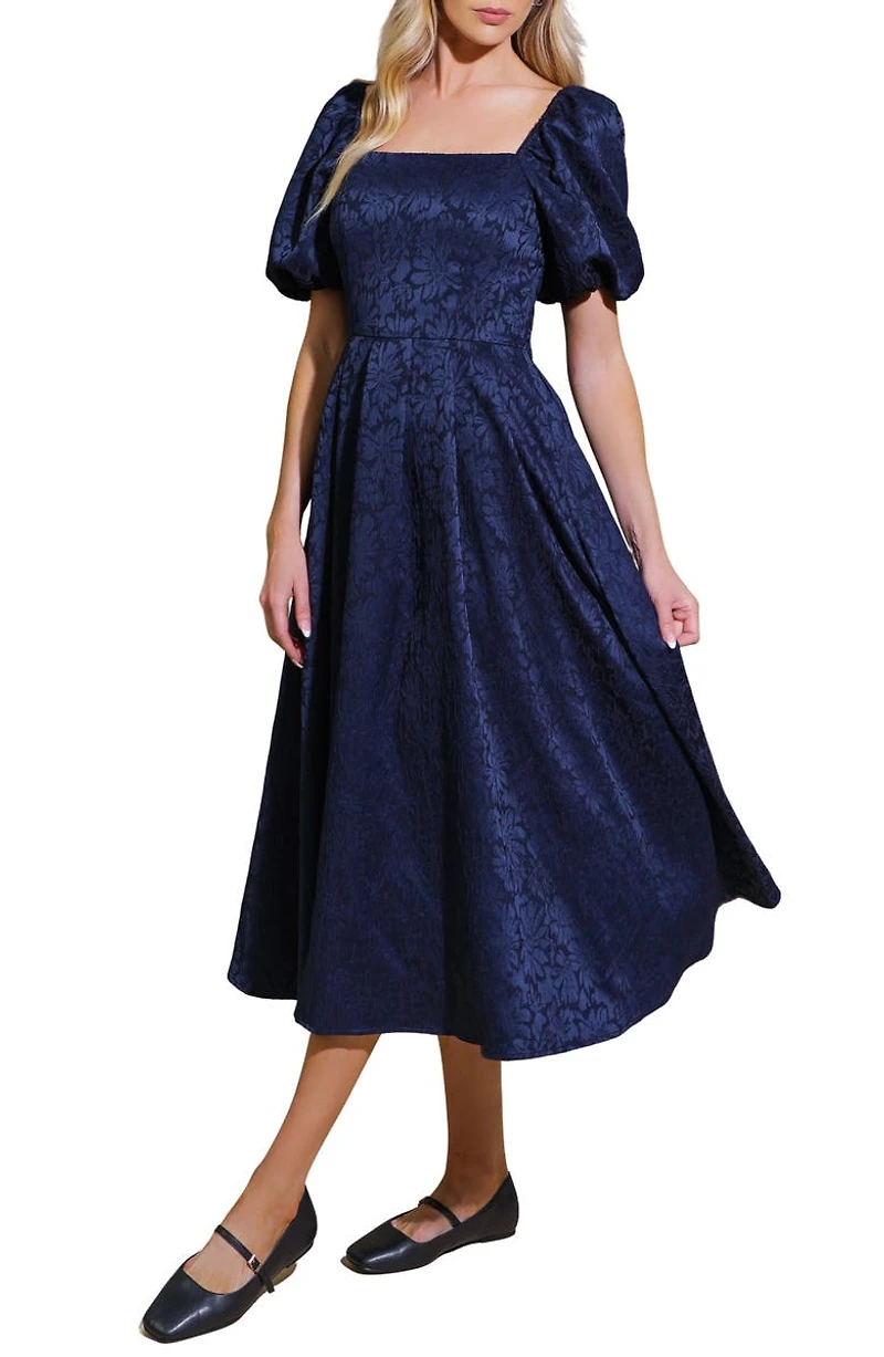 Puff Sleeve Midi Dress