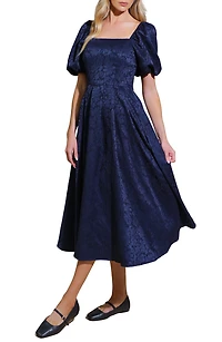Puff Sleeve Midi Dress