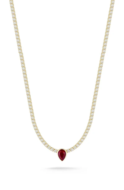 14K Gold Vermeil CZ Teardrop Pendant Necklace