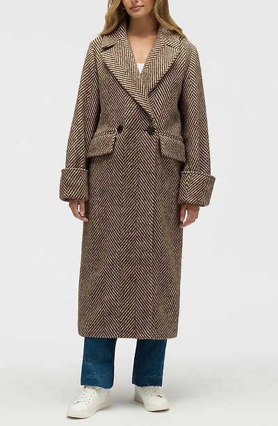 Oversize Chevron Double Breasted Coat