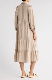 Stripe Tiered Maxi Shirtdress