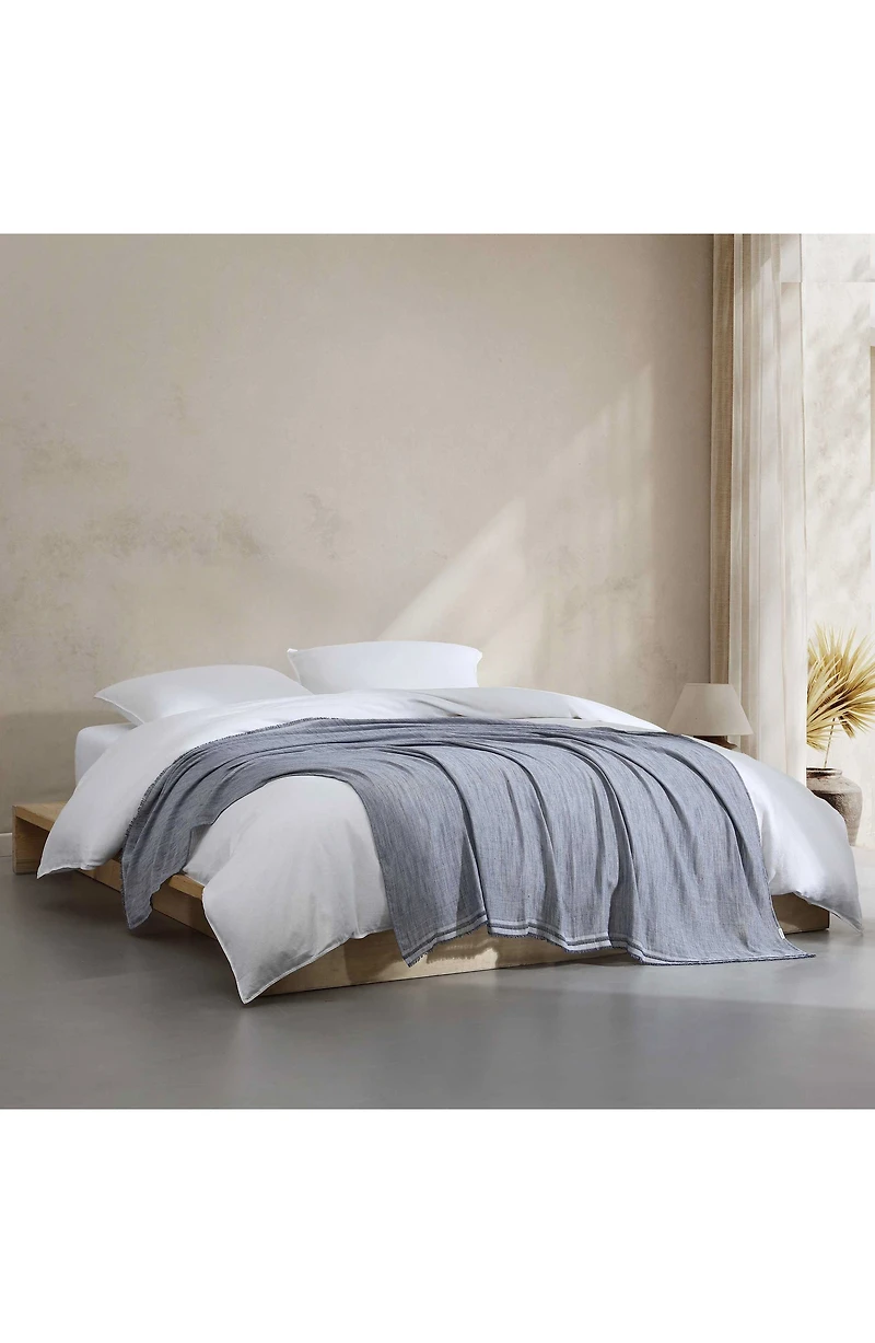 Fine Weave Linen & Cotton Blend Throw Blanket