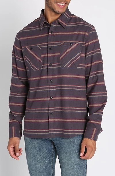 Stripe Flannel Button-Up Shirt