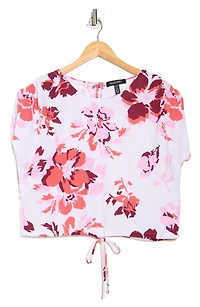 Floral Drawstring Hem Top