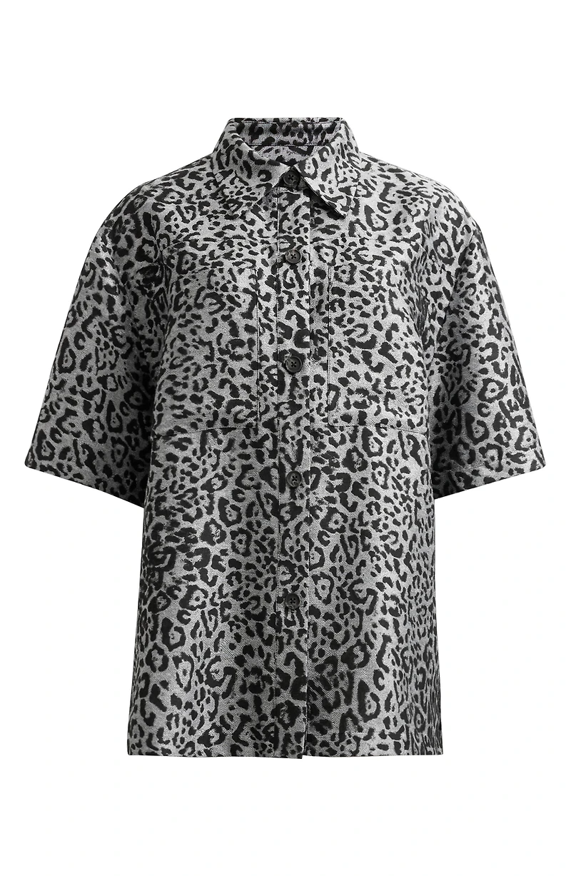 Jemi Leopard Print Button-Up Shirt
