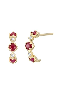 El Mar Ruby & Diamond Hoop Earrings