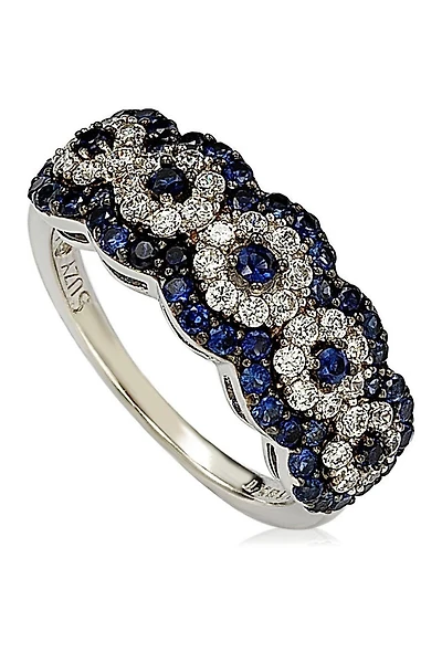 Two-Tone Blue Sapphire, Created White Sapphire & Brown Diamond Ring
