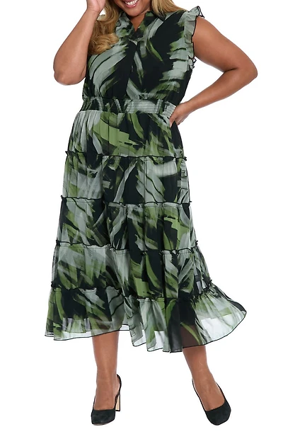 Flutter Sleeve Tiered Maxi Dress