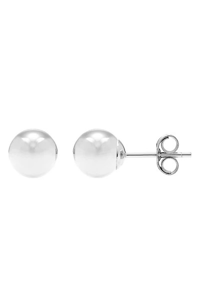 14K White Gold Ball Stud Earrings