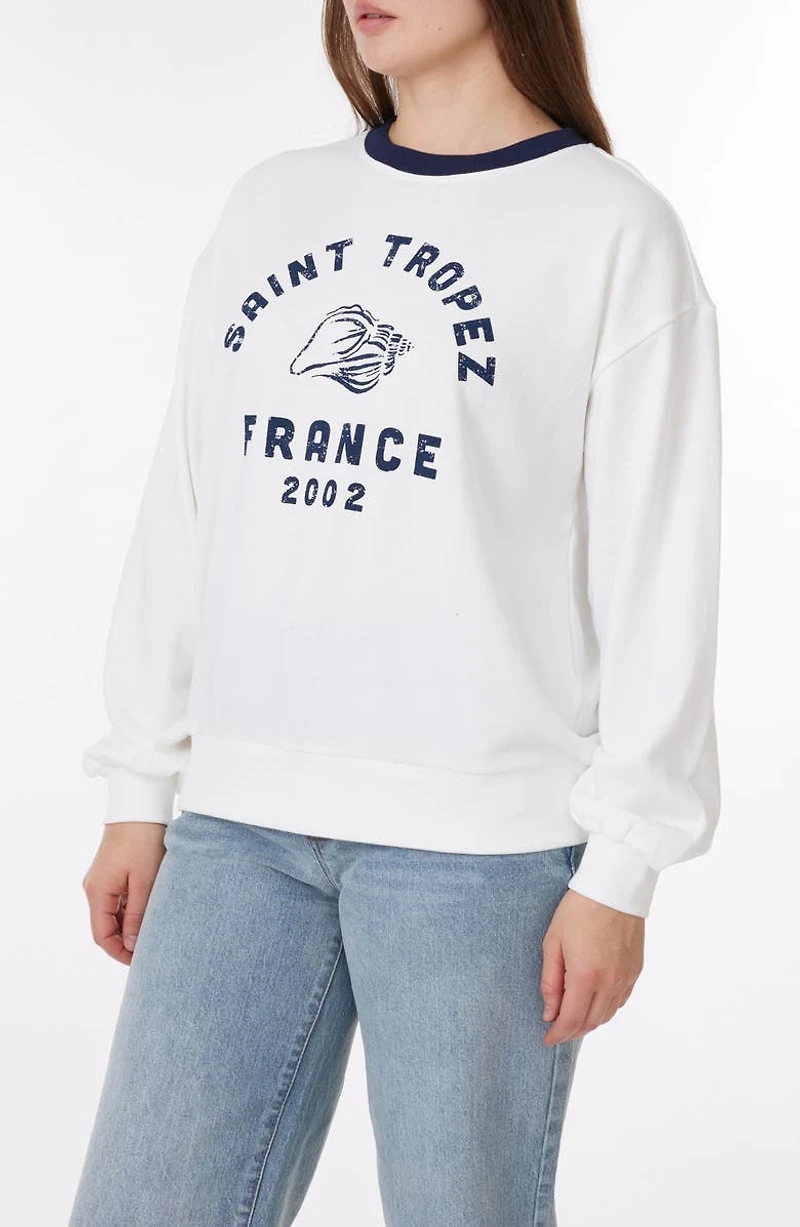 Millie Beach Terry Ringer Crewneck Sweatshirt